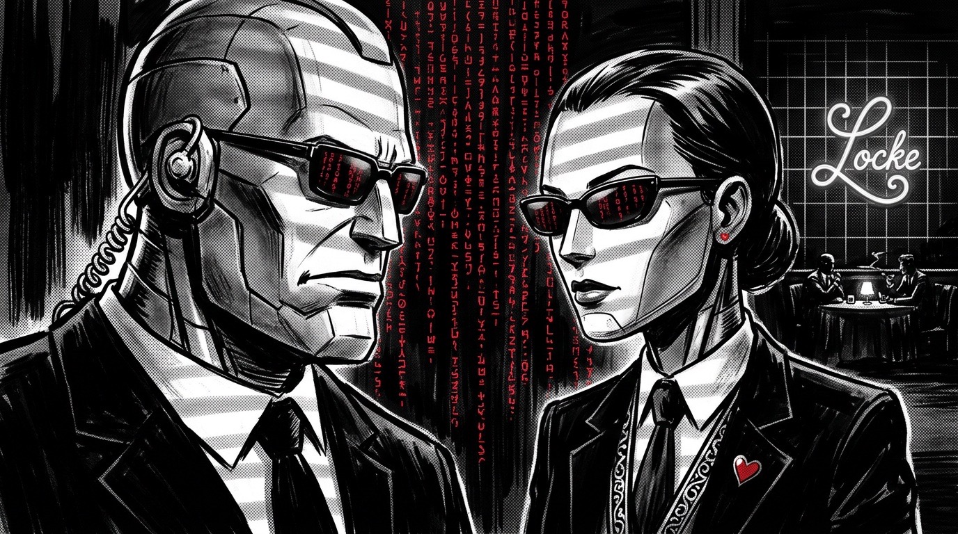 Die Bots tauschen Gedanken in rotem Matrix-Code